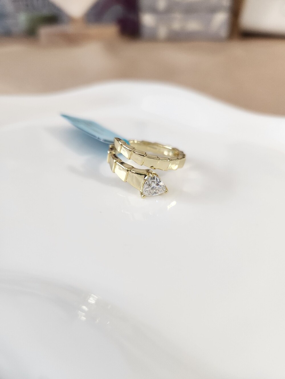 18k Gold Moissanite Snake Adjustable Ring